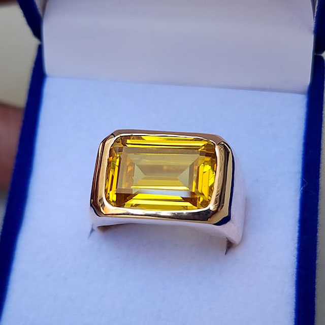 Man Sapphire Ring Yellow Sapphire Gemstone Ring 925 Sterling Silver Pukhraj  Ring | eBay